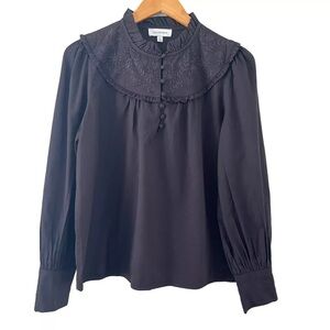 Calligraphie Blouse Tunic Size M Long Sleeves Embroidered Peasant Boho Top